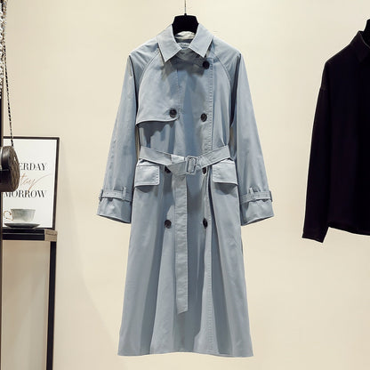 jinran Brand new Fashion 2022 Fall /Autumn Casual Double breasted Simple Classic Long Trench coat with belt Chic Female windbreaker