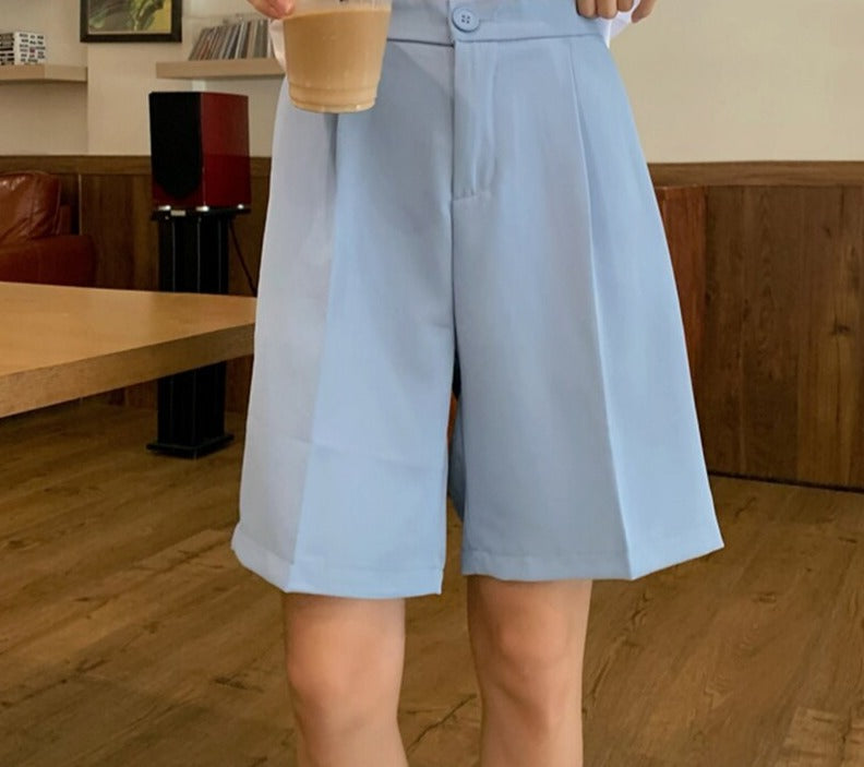 jinran Thin High-waist Suit Shorts for Women Casual Wide-leg Five-point Shorts Female Korean Style Stright Summer Short S-L 2021