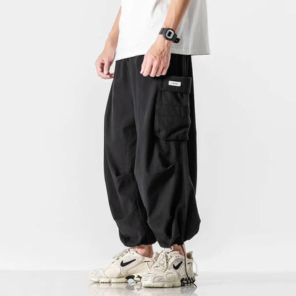 Y2k Baggy Cargo Pants 100% Cotton Joggers Streetwear Ankle-Length Casual Harem Long Trousers Men Wide Leg Oversize New