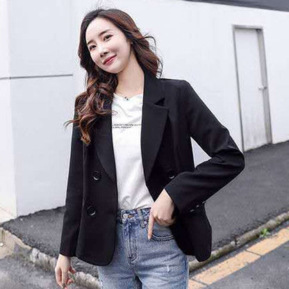 jinran Autumn Simple Elegant Blazer Women Black Loose Suit Jackets Causal Pink Tailored Coat Korean Fashion Lady Office Outwear New