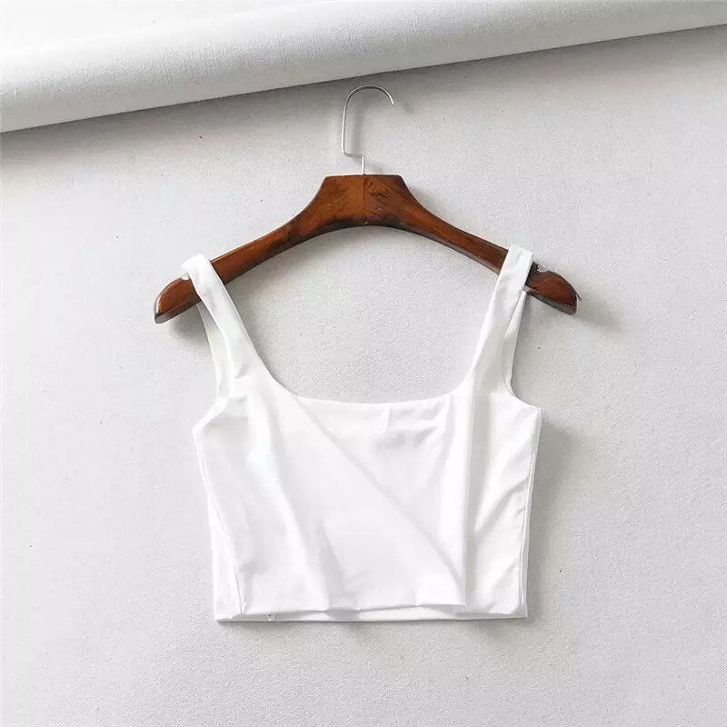 jinran Hot Sale 2022 Summer Women Sexy Sleeveless Tops Fashion Short Square Collar Tank Tops 4 Colors Autumn Bottomed Vest Fashion Capa