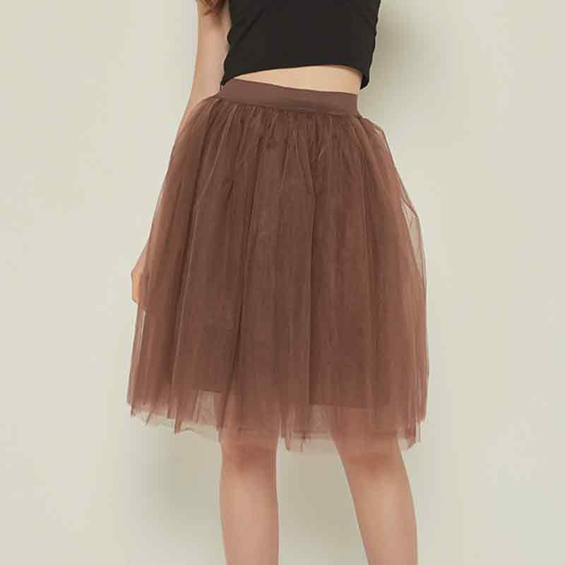 jinran 5 Layers Tulle Skirt Women Summer Ball Gown Midi Skirts Elegant Pleated Dance Tutu Skirts Casual Puff Skirts