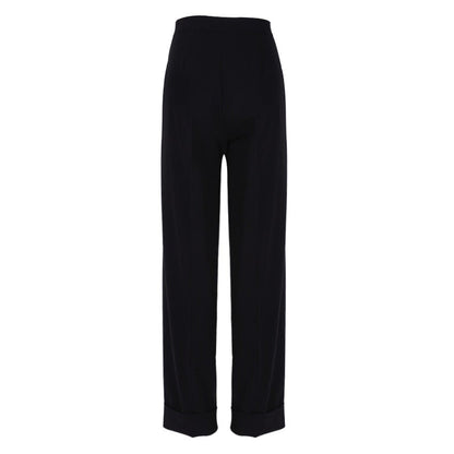 jinran Spring Summer Black Ladies Office Trousers Women High Waist Pants Pockets Female Pleated Wide Leg Pants Solid