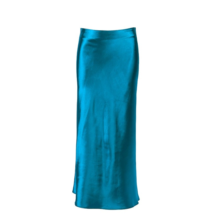 jinran  Solid Purple Satin Silk Skirt Women High Waisted Summer Long Skirt New Elegant Ladies Office Skirts Midi Spring