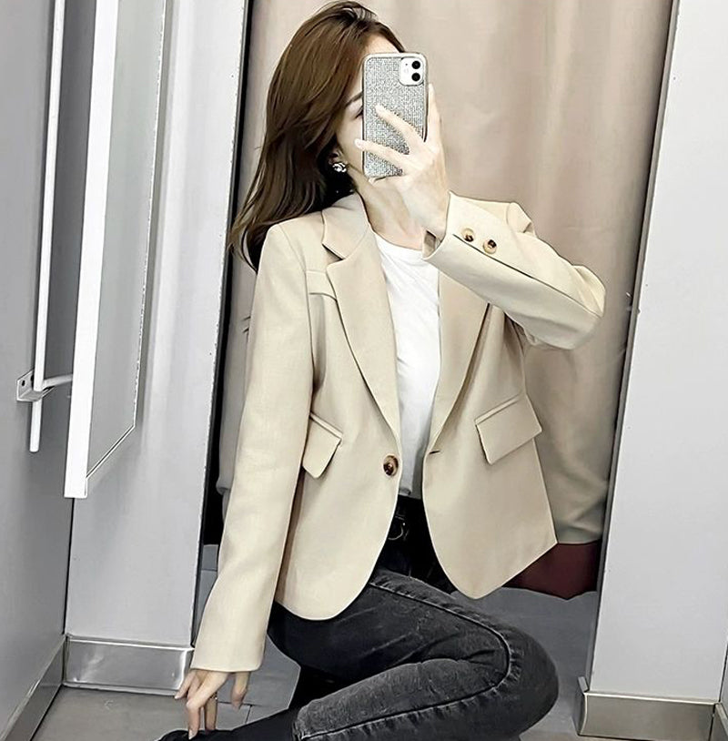 jinran Autumn Simple Elegant Black Blazer Women  Loose Suit Jackets Causal Tailored Coat Korean Fashion Lady Office Outwear New