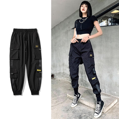 jinran Streetwear Black Pants Women Korean Style Elastic Waist Sweatpants Baggy Pants Summer Autumn Hip Hop Harajuku Trousers Women