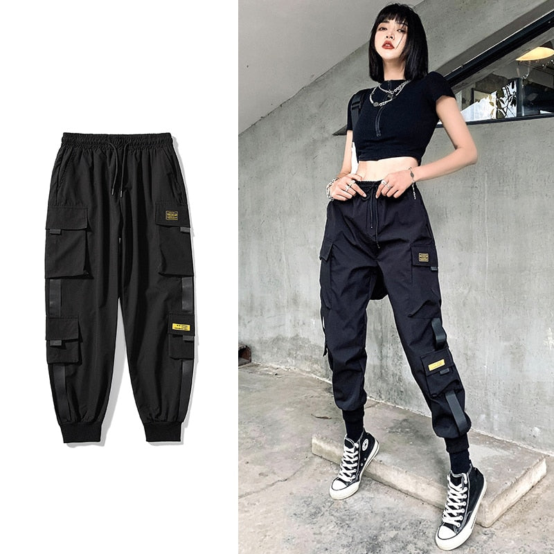 jinran Streetwear Black Pants Women Korean Style Elastic Waist Sweatpants Baggy Pants Summer Autumn Hip Hop Harajuku Trousers Women