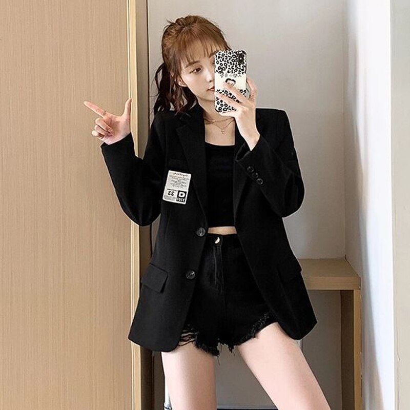 jinran Autumn Design Blazer Women White Solid Suit Jackets Loose Causal Tailored Coat Korean Fashion Lady Office Outwear New