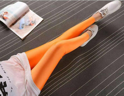 jinran New Spring Autume Solid Candy Neon Leggings for Women High Stretched Female Sexy Legging Pants Girl Clothing Leggins