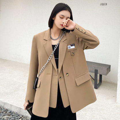 jinran Autumn Design Temperament Suit Jacket Women Loose Black Blazer Khaki Tailored Coat Korean Office Lady Overwear New