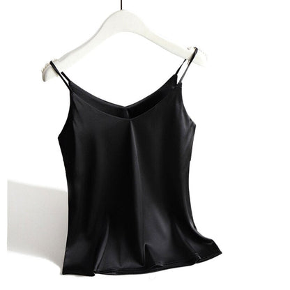 jinran Women Loose V-neck Sleeveless Crop Tank Top 2022 Office Lady Summer Solid Thin Camisole Female Casual Basic Spaghetti Strap Vest