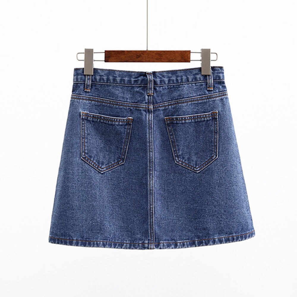 jinran Summer Denim Mini Skirt Women Korean High Waist A-Line Skirt Causal Oversized Harajuku Short Jean Skirts Minimalist