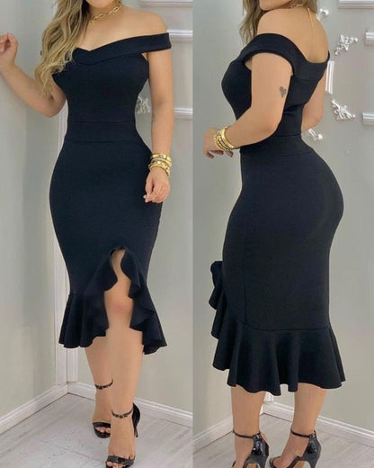jinran Women Sexy Shiny Rhinestone Embellished Off Shoulder Bodycon Dress