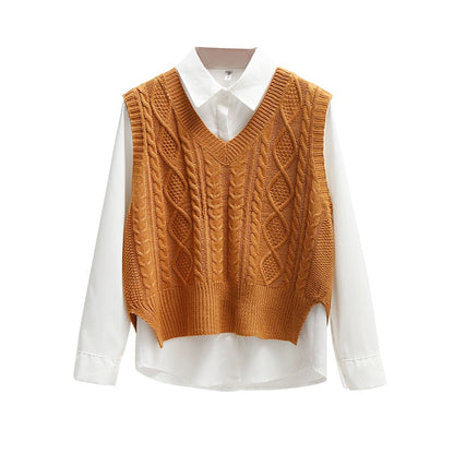 jinran Korean Style Fashion Women Sweater Vest 2023 New Spring Fall Sleeveless Knitted V Neck Pullovers Female Jumper Top Outerwear