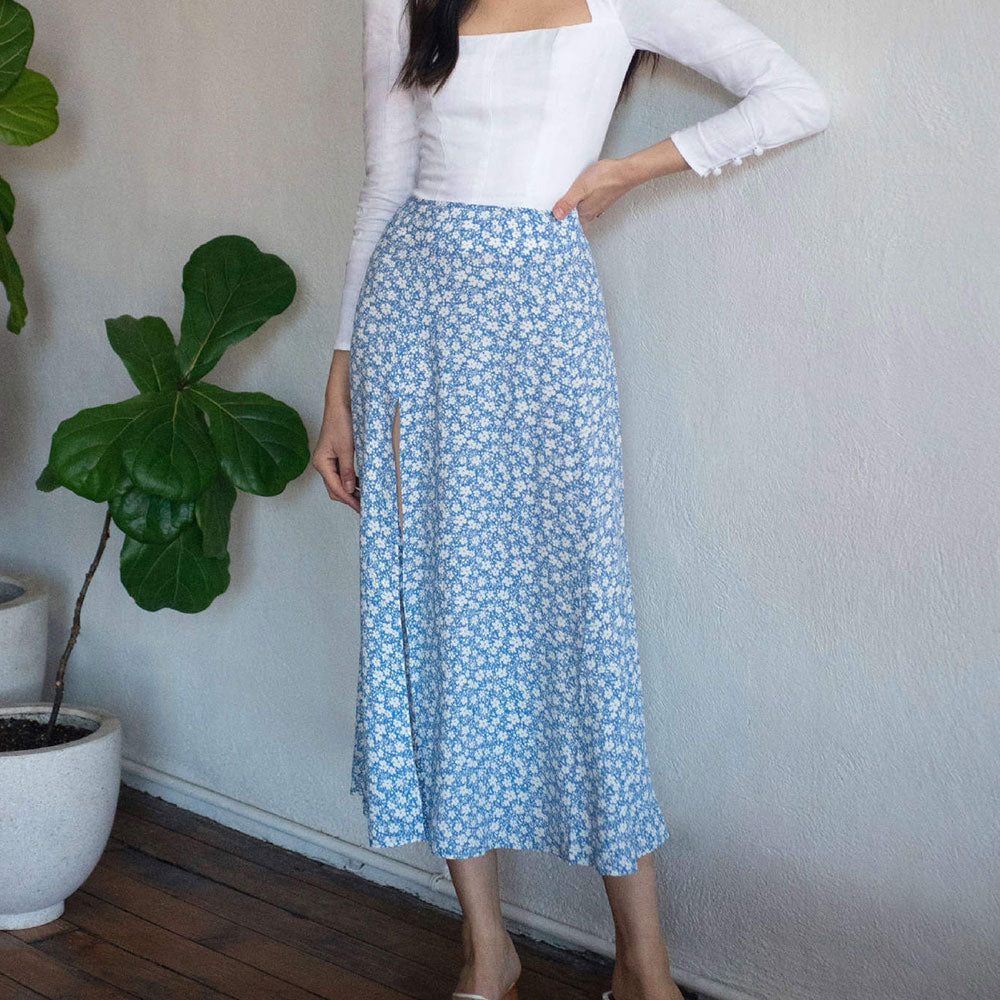 jinran Elegant Split Long Skirts Vintage Leopard Floral Print High Waist A Line Skirts Office Lady Casual Bodycon Midi Skirt