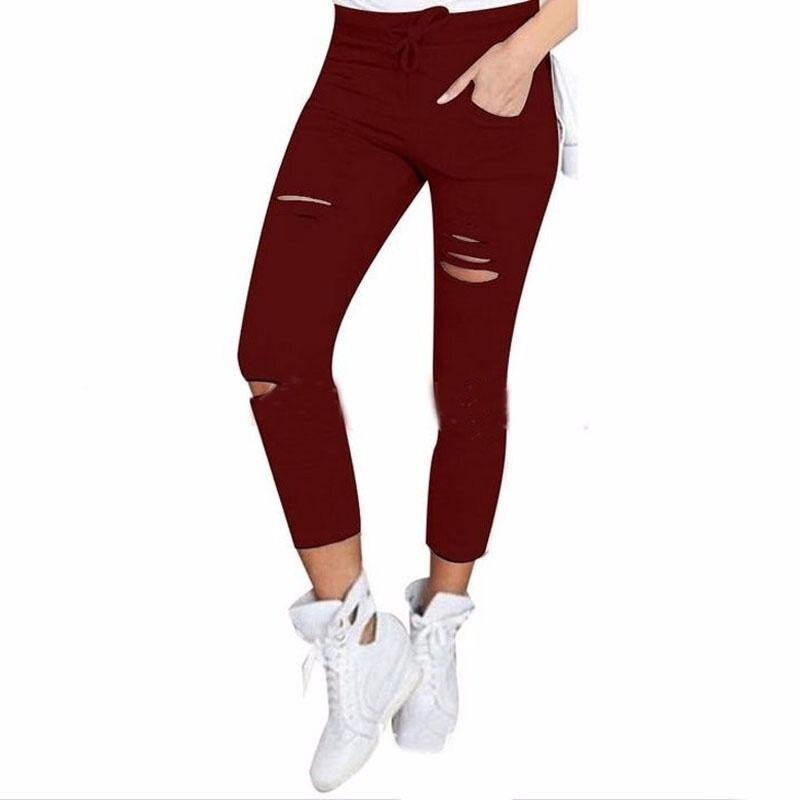 jinran Women Casual Harajuku Long Ankle Length Trousers Summer Autumn Plus Size Leggings Solid Elastic Waist Pants Black Pants