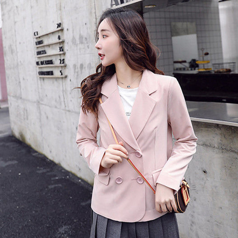 jinran Autumn Simple Elegant Blazer Women Black Loose Suit Jackets Causal Pink Tailored Coat Korean Fashion Lady Office Outwear New