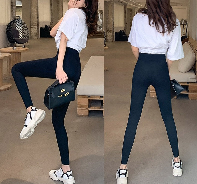 jinran New Women Sharkskin Black Leggings Thin Workout Stretch Sexy Fitness Leggings Skinny Legs Slimming Sport Leggings