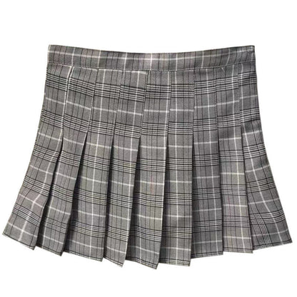 jinran Summer Women Plaid Skirt High Waist Chic Female Pleated Skirts Fashion Harajuku Ladies Mini Skirts Casual Cute Woman Short Skirt