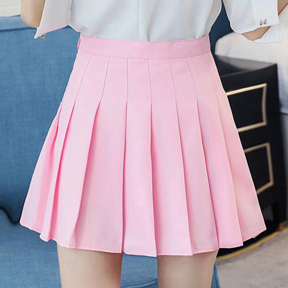 jinran Summer Women Plaid Skirt High Waist Chic Female Pleated Skirts Fashion Harajuku Ladies Mini Skirts Casual Cute Woman Short Skirt
