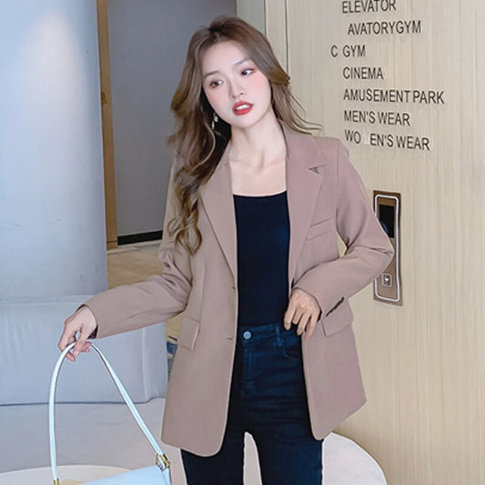 jinran Autumn Black Blazers Women Loose Solid Coffee Tailored Coat Suit Jackets Office Lady Overwear Korean Fashion Outwear New