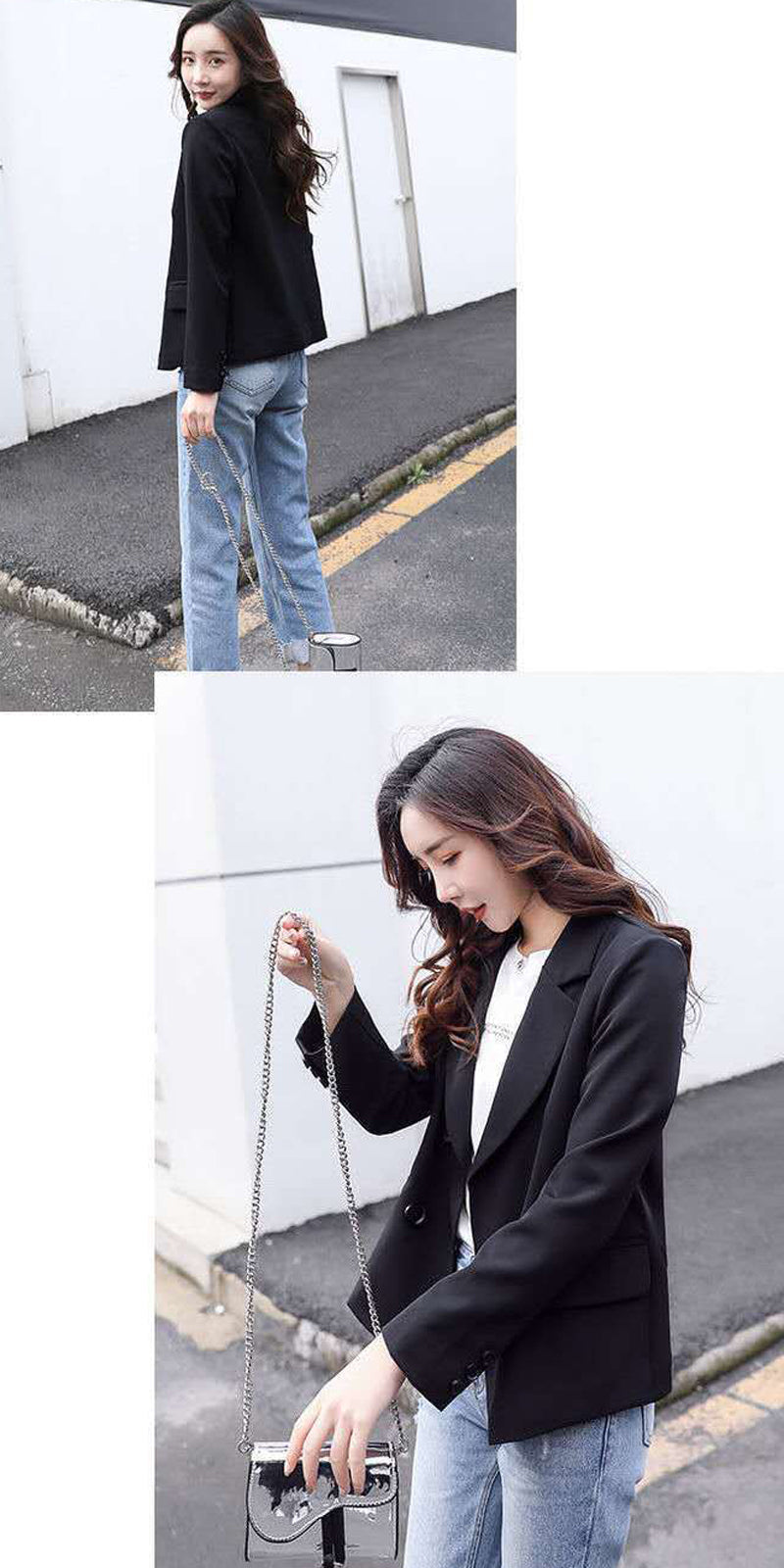 jinran Autumn Simple Elegant Blazer Women Black Loose Suit Jackets Causal Pink Tailored Coat Korean Fashion Lady Office Outwear New