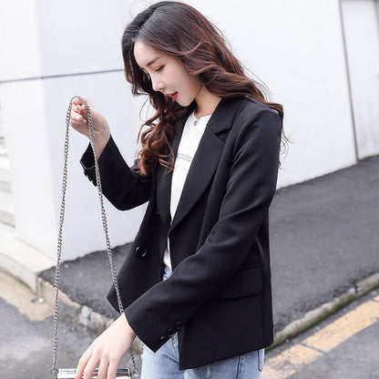 jinran Autumn Simple Elegant Blazer Women Black Loose Suit Jackets Causal Pink Tailored Coat Korean Fashion Lady Office Outwear New