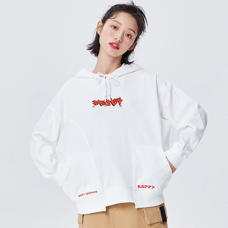 jinran Sweatshirt Women Loose Korean Style Hoodies 2021 New Year Pattern Oversize Spring Bf Lazy Wind Tops