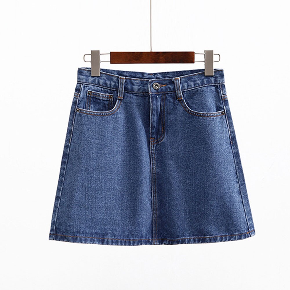 jinran Summer Denim Mini Skirt Women Korean High Waist A-Line Skirt Causal Oversized Harajuku Short Jean Skirts Minimalist