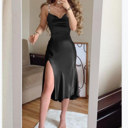 jinran Sexy Summer Party Black Dresses Women Slash Neck Sleeveless Sling Strapless Dress Slim Fashion Female Rhinestone Dress