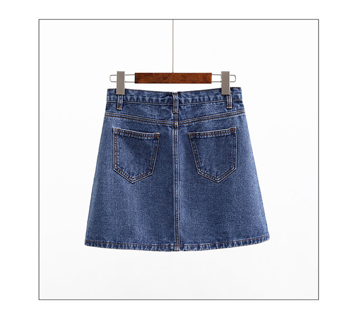 jinran Summer Denim Mini Skirt Women Korean High Waist A-Line Skirt Causal Oversized Harajuku Short Jean Skirts Minimalist