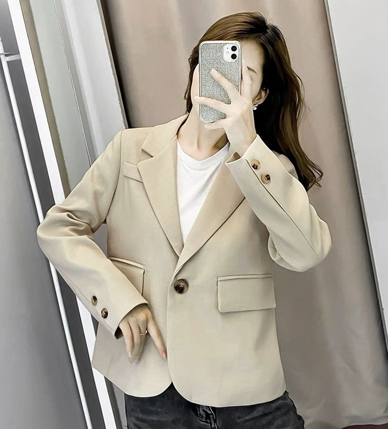 jinran Autumn Simple Elegant Black Blazer Women  Loose Suit Jackets Causal Tailored Coat Korean Fashion Lady Office Outwear New