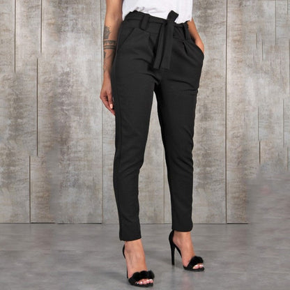 jinran Women Casual Harajuku Long Ankle Length Trousers Summer Autumn Plus Size Leggings Solid Elastic Waist Pants Black Pants