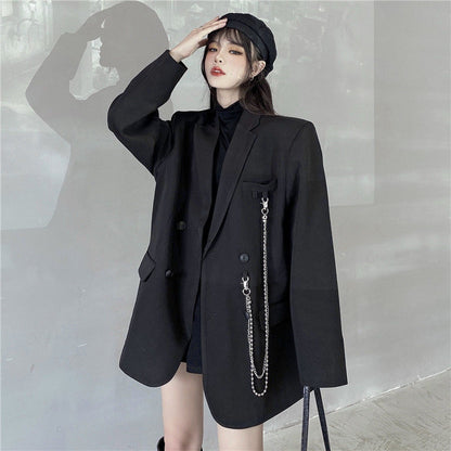 jinran Autumn Temperament Suit Jacket Women Trendy Loose Black Blazer White Tailored Coat Korean Office Lady Overwear New