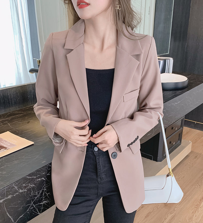 jinran Autumn Black Blazers Women Loose Solid Coffee Tailored Coat Suit Jackets Office Lady Overwear Korean Fashion Outwear New