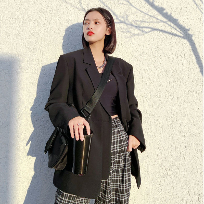 jinran Autumn Design Temperament Suit Jacket Women Loose Black Blazer Khaki Tailored Coat Korean Office Lady Overwear New