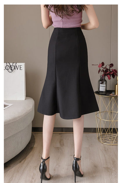 jinran 20 Utumn New Arrival Elegant Sashes Casual Fishtail Skirt Fresh and Sweet Knee Length Slim Ruffles Mermaid Bodycon Skirts Y531