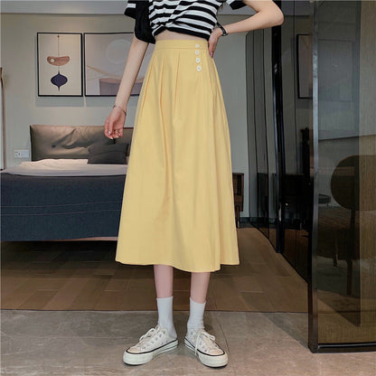 jinran Korean High Waist A Line Skirts for Women Summer Elegant Chic Teenis Midi Skirt Casual Student Wild Pleated A Lind Skirts y2k