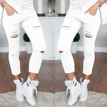 jinran Women Casual Harajuku Long Ankle Length Trousers Summer Autumn Plus Size Leggings Solid Elastic Waist Pants Black Pants