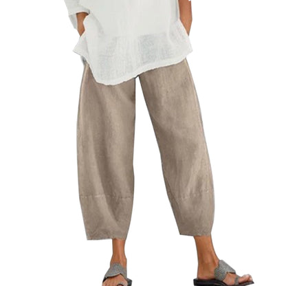 jinran Vintage Printed Harem Pants Women Trousers Casual Elastic Waist Cotton Linen Wide Leg Pants Loose Pantalon Summer Plus Size Pant