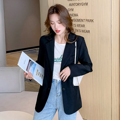 jinran Autumn Black Blazers Women Loose Solid Coffee Tailored Coat Suit Jackets Office Lady Overwear Korean Fashion Outwear New