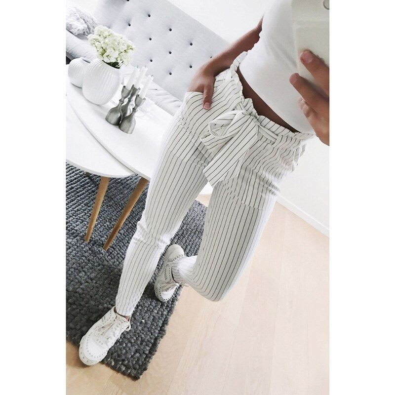 jinran Women Casual Harajuku Long Ankle Length Trousers Summer Autumn Plus Size Leggings Solid Elastic Waist Pants Black Pants