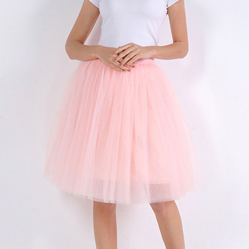 jinran 5 Layers Tulle Skirt Women Summer Ball Gown Midi Skirts Elegant Pleated Dance Tutu Skirts Casual Puff Skirts