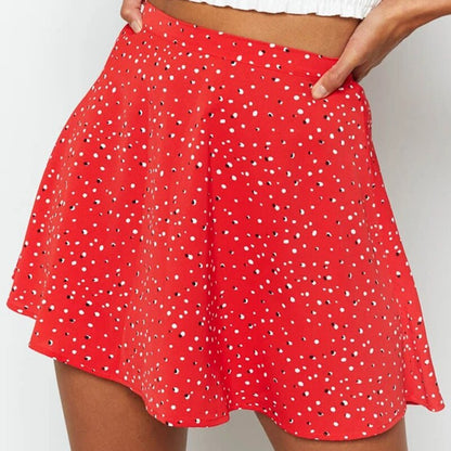 jinran Women Boho Floral Print High-waisted Skirt Casual Harajuku Mini Chiffon Skirts Beach Holiday Slim A Line Skirt Summer Light