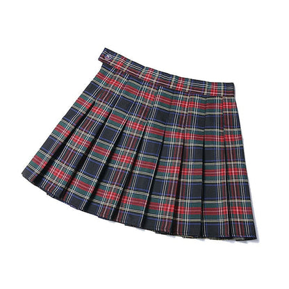 jinran Summer Women Pleated Skirts High Waist Female Mini Skirt Harajuku Preppy Style Ladies Plaid Skirts Sweet Girls Dance Mini Skirt