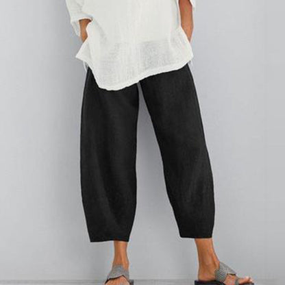 jinran Vintage Printed Harem Pants Women Trousers Casual Elastic Waist Cotton Linen Wide Leg Pants Loose Pantalon Summer Plus Size Pant