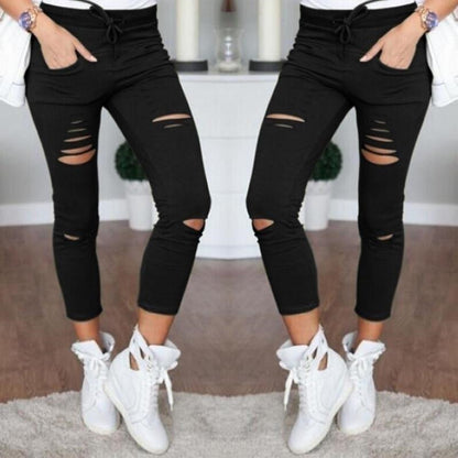 jinran Women Casual Harajuku Long Ankle Length Trousers Summer Autumn Plus Size Leggings Solid Elastic Waist Pants Black Pants