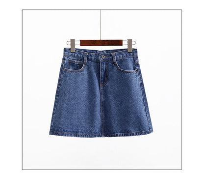 jinran Summer Denim Mini Skirt Women Korean High Waist A-Line Skirt Causal Oversized Harajuku Short Jean Skirts Minimalist