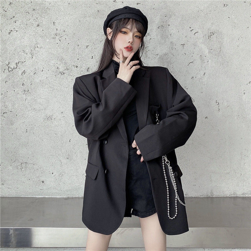 jinran Autumn Temperament Suit Jacket Women Trendy Loose Black Blazer White Tailored Coat Korean Office Lady Overwear New