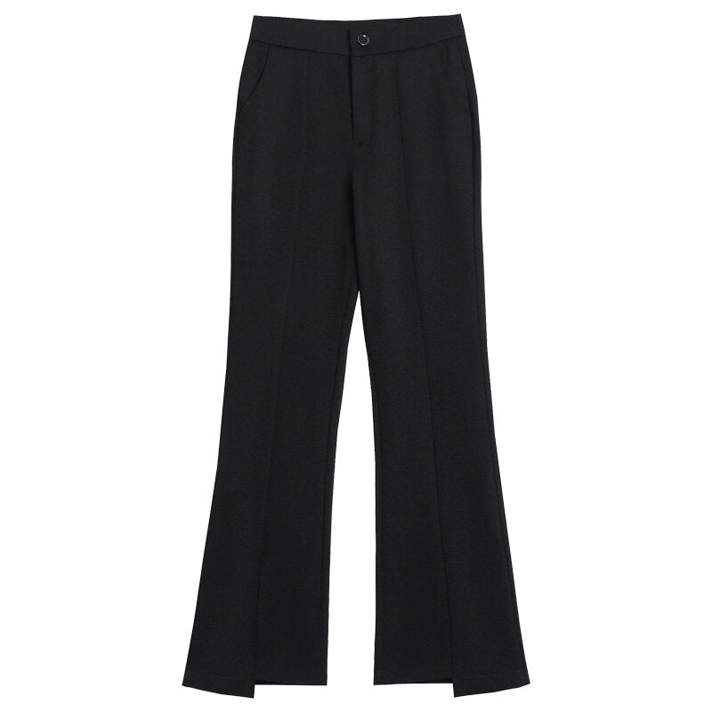 jinran New Korean Spring Autumn Trend Black 9-Point Pants Women'S High Waist Slim Casual Fit Versatile Drop Sense Micro Bell Trousers